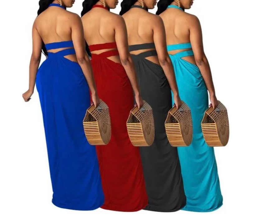 NICOLE HALTER DRESS W/ SPLIT